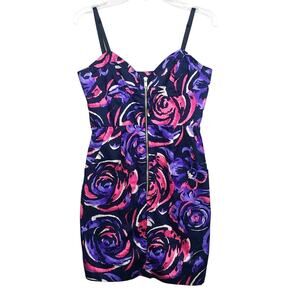 Y2k Urban Outfitters Purple & Pink Swirly Floral Sweetheart Mini Dress Small